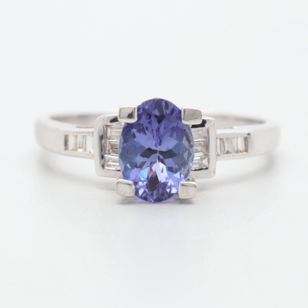 Authentic tanzanite and diamond 14k ring